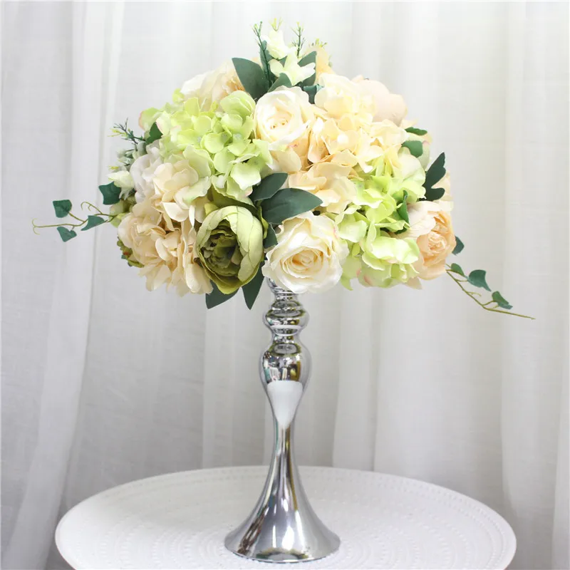 Personalizado 35cm peonias de seda BOLA DE FLORES ARTIFICIALES centros de mesa decoracion arreglo para boda telon de - Цвет: Champagne