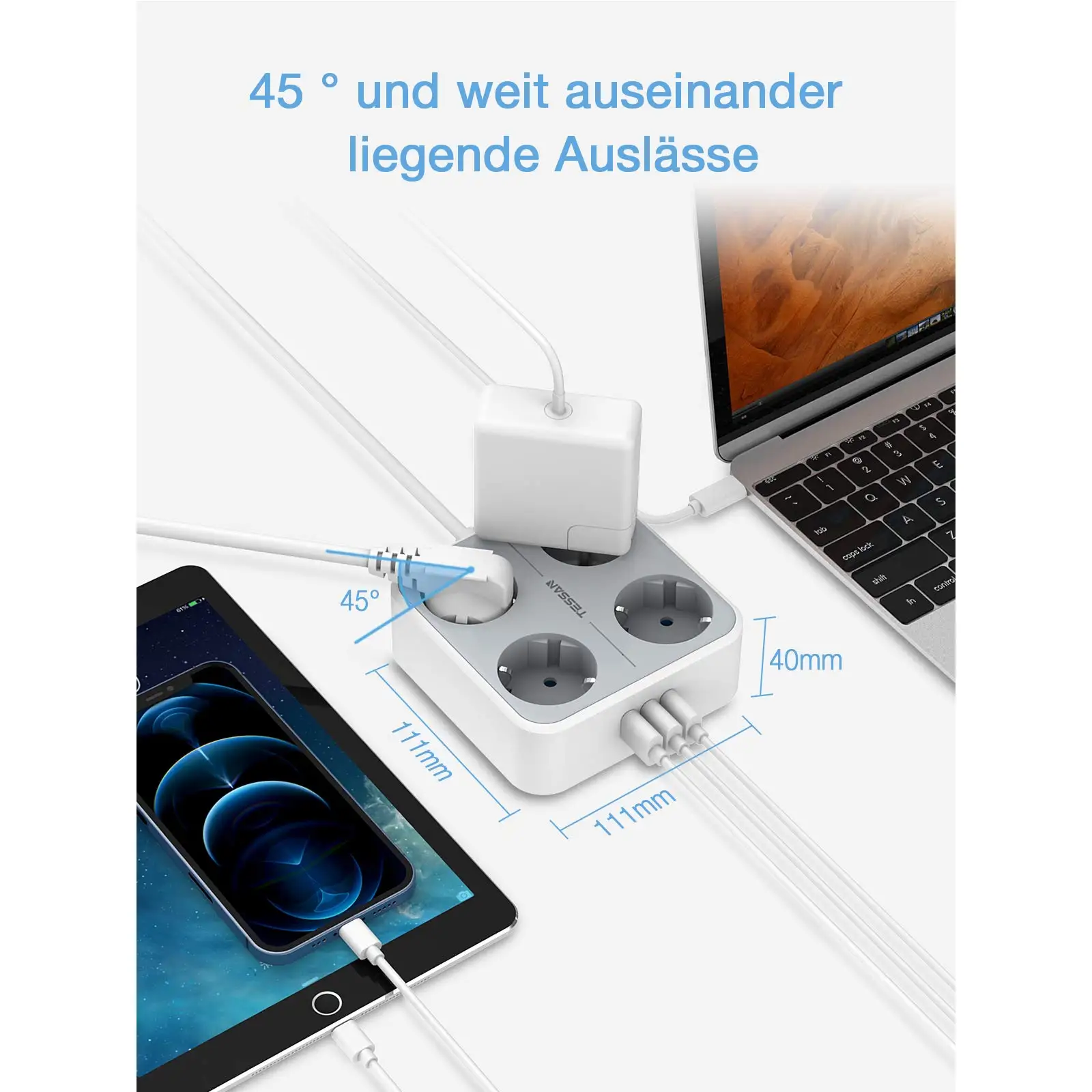 TESSAN EU KR ÷ , Ƽ ܼƮ Ƽ, 2m ͽټ ڵ,   ͽټ, 3 USB Ʈ, ѱ/ ġ