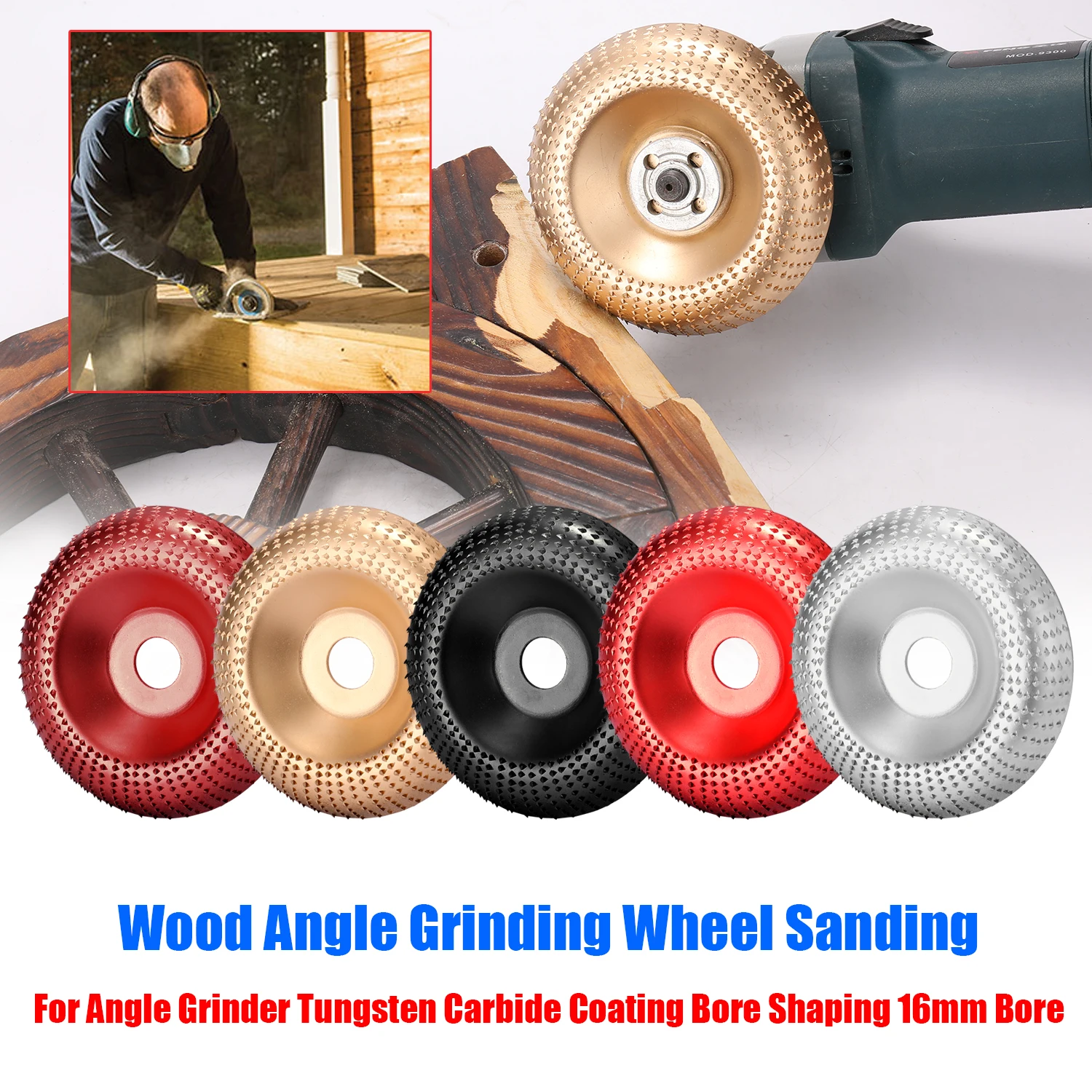 For Angle Grinder 4 In Wood Grinding Wheel Sanding Shaping Carving Disc Tool Kit 