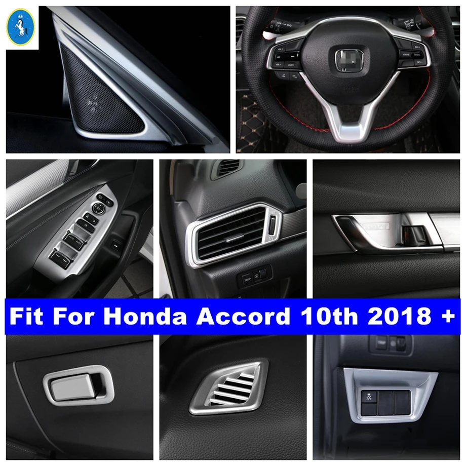 

Matte Interior Refit Kit Pillar A Speaker Lift Button Steering Wheel Air AC Outlet Cover Trim For Honda Accord 10th 2018 - 2022