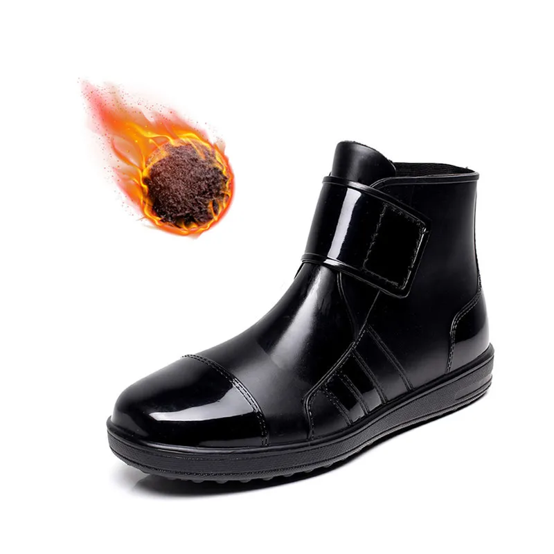 

ORVAB Men Rain Boots Workplace Kitchen Waterproof Anti-skip Anti-oil Labor Shoes Male Rainy Car Washing Men's Shoes Men Boots