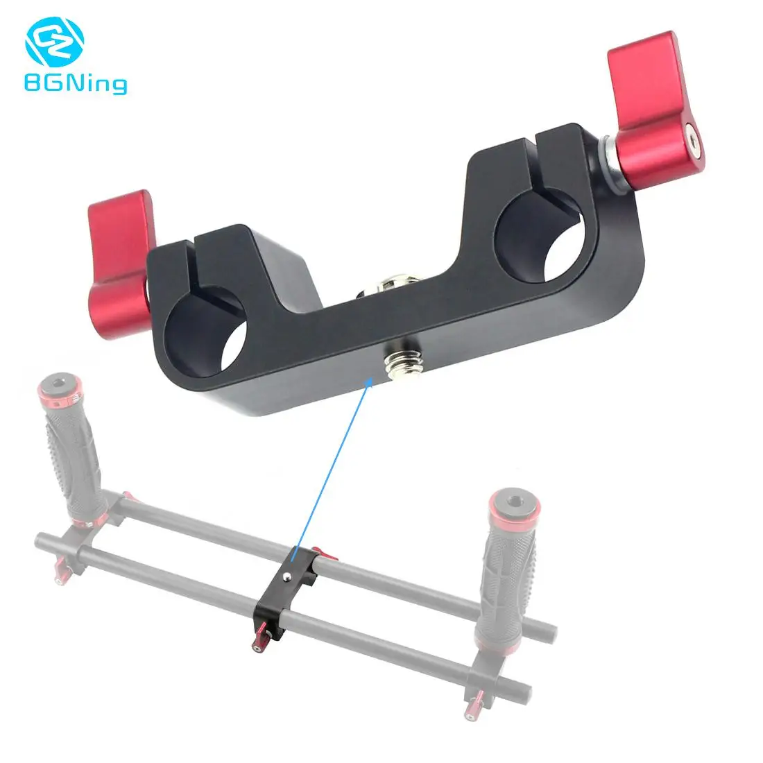 

15mm Rail Dual Rod Clamp Mount 1/4"-20 Thread Knob Screw for DLSR Camera Rig Cage Baseplate Lens Support Photography System Kit