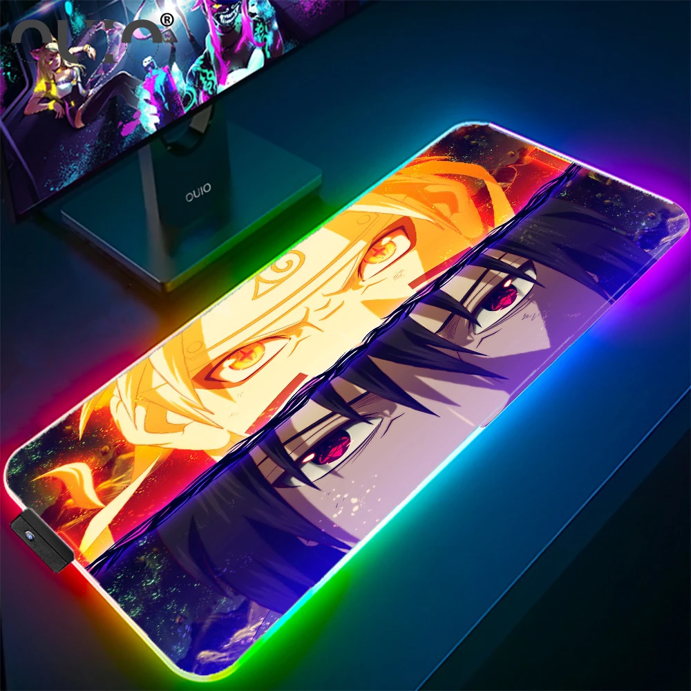 Japan Anime Cartoons RGB Mouse Pad Large Mat Big Computer Mousepad Led Backlight XXL Surface Mause Keyboard Desk | Компьютеры и офис