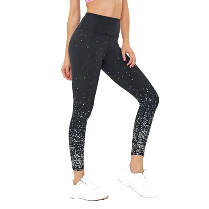 S Starry Star Print Yoga Pants Women European And American Stretch Yoga Wear Belly High Waist Sports Tights - Цвет: S