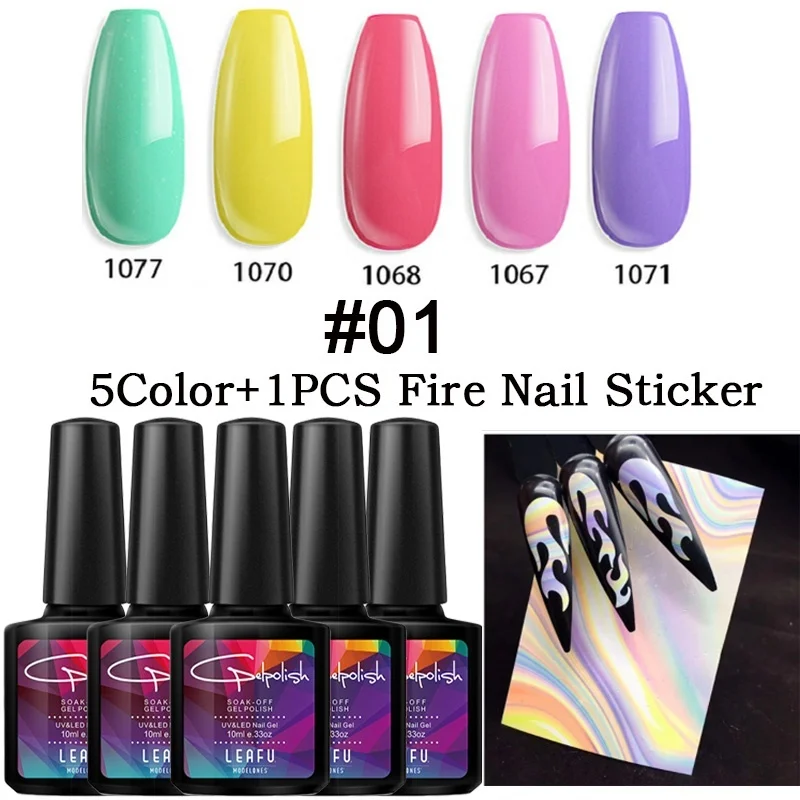 Modelones 6Pcs/Lot Gel Polish Candy Color Series Soak off UV Semi Permanent Pink Long Lasting With Flame Stickers | Красота и