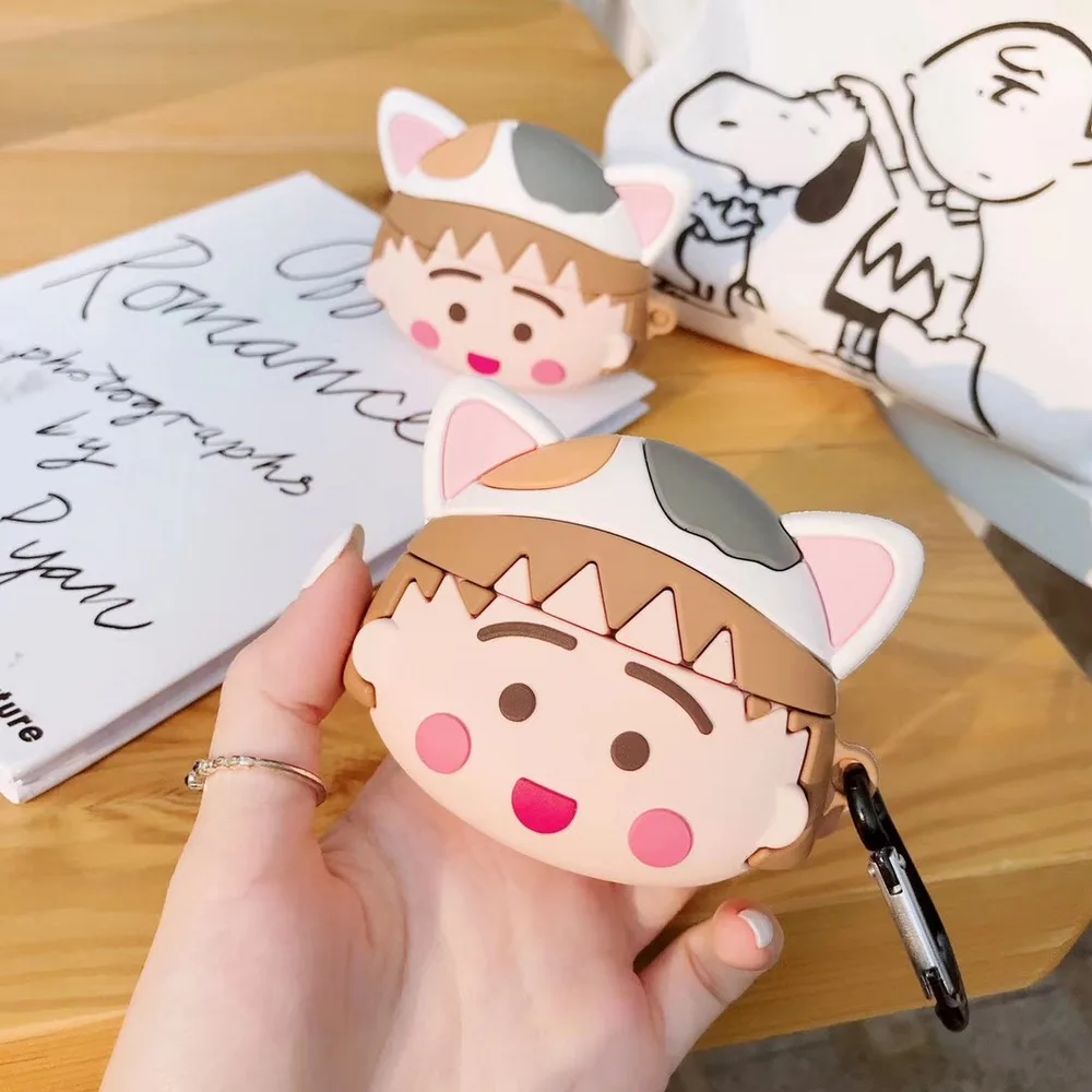 Чехол для наушников airpods 3 с милым мультяшным рисунком Maruko для Airpods Pro, bluetooth-гарнитура, силиконовые наушники, защитная крышка, крючок