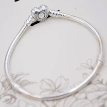 925 пробы серебряный браслет с украшением в виде кристаллов желаемое сердце цепи змейки браслет Fit Для женщин бисера браслеты с подвесками DIY ювелирных изделий в Европе