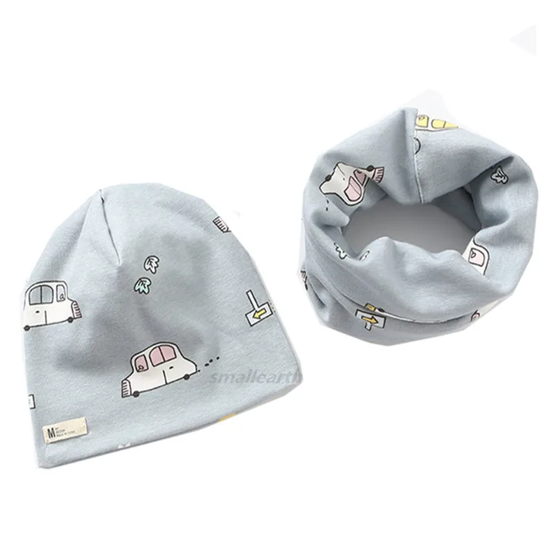 Зимний комплект с шапочкой для малышей, весенний теплый для шеи, детские вязаные шапки, хлопковые детские шапки, шарф