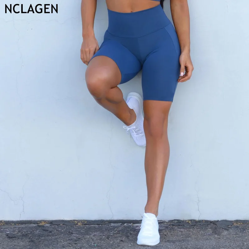 Nclagen Fitness Shorts Squat Proof Tummy Control High Waist Tight Quick