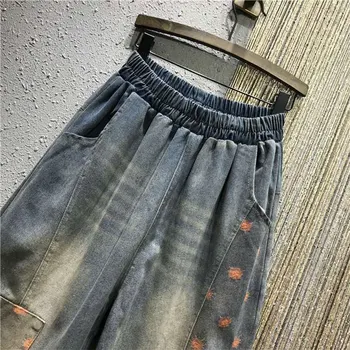 Damskie - Styl Vintage - Hafty- Luźne Jeansy 2