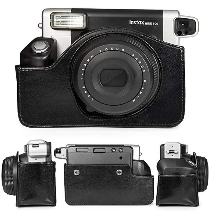 Fujifilm-Étui pour appareil photo instantané Instax Wide 300, sac de  transport en cuir PU de qualité, 5 couleurs-rose, marron et noir