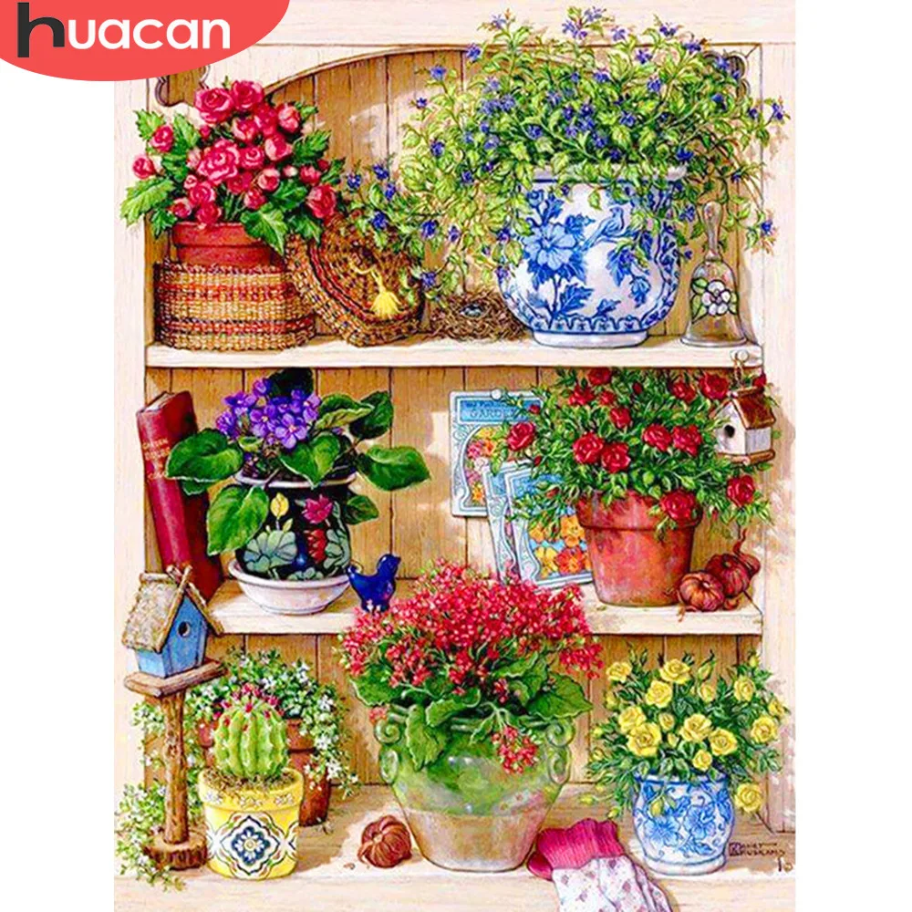 

HUACAN DIY 5D Diamond Painting Flower Home Decor Full Drill Round Handcraft Kit Embroidery Rhinestone Picture Lover Gift