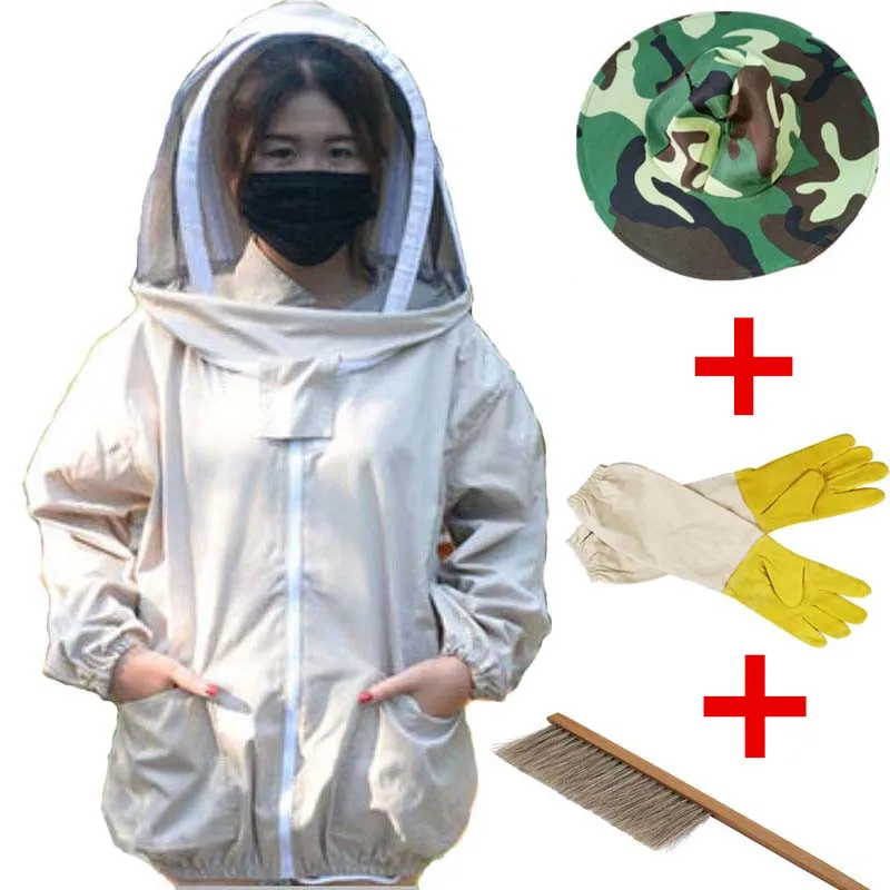 Женская куртка пчеловода набор с фатой анти-пчела одежда дышащий костюм пчеловода одежда защитная одежда - Цвет: C