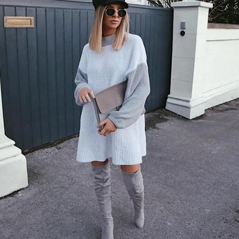 

Autumn Winter Oversized Women Knitted Sweater Pullover Thick Warm Casual Turtleneck Long Sweater Pull Femme