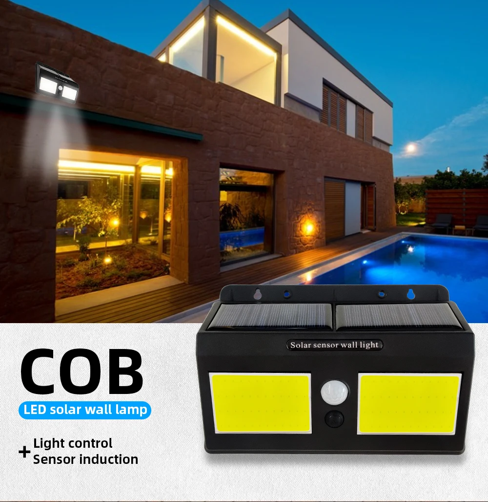 T1622-COB светодиодный датчик движения на солнечной энергии Настенный светильник водонепроницаемый открытый светильник ing для сада гаража двора крыльца светильник
