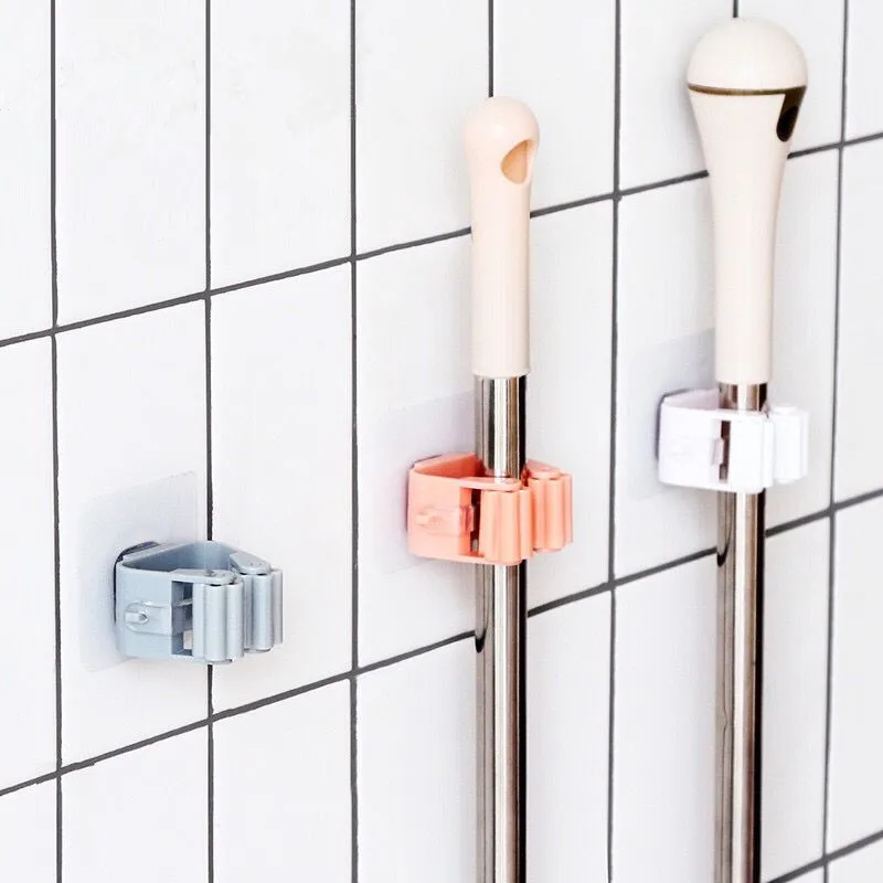 Wall Mounted Mop Organizer Holder Brush Broom Hanger Home Storage Rack Bathroom Suction Hanging Pipe Hooks Household Tools
