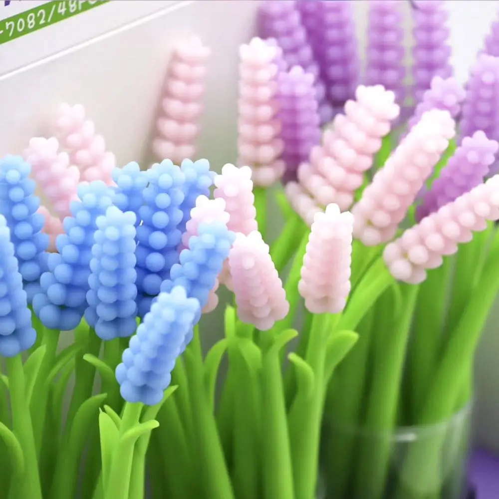 48pcs/lot Creative stationery gel pen lavender flower plant full silicone 0.5mm black ink student school office party sign pens