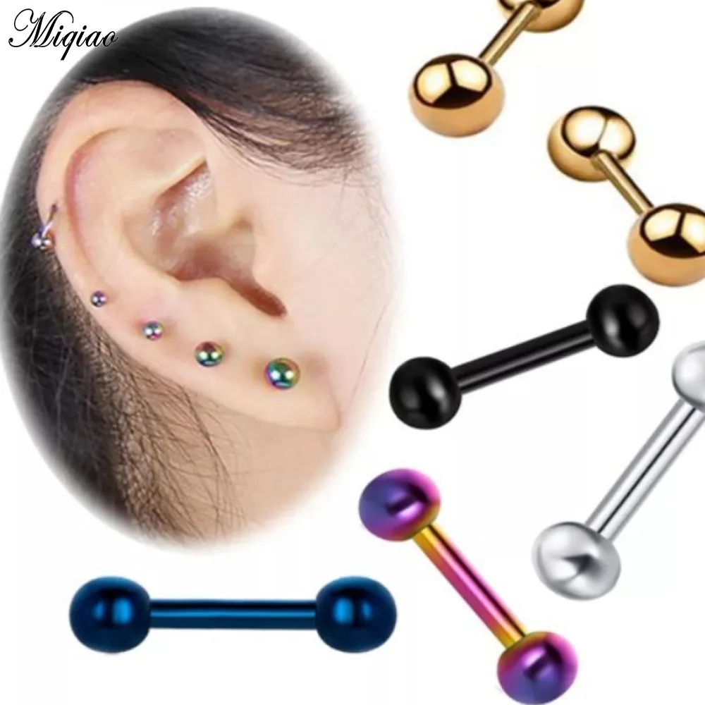 

Miqiao 2pcs European and American Human Body Piercing Jewelry Piercing Earrings Barbell Small Earrings Ear Bone Nails New