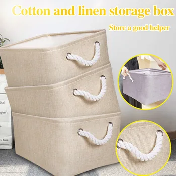 

Canvas Fabric Foldable Basket Multi Size Laundry Storage Organizer with Handles Washable Large Capacity Box For Toys Clothes