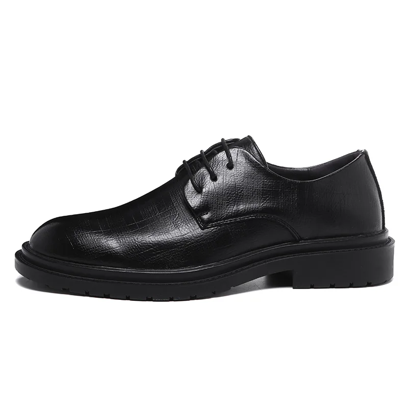 Осенние мужские туфли в деловом стиле; свадебные мужские кожаные туфли; мужские оксфорды на плоской подошве в деловом стиле - Цвет: Черный