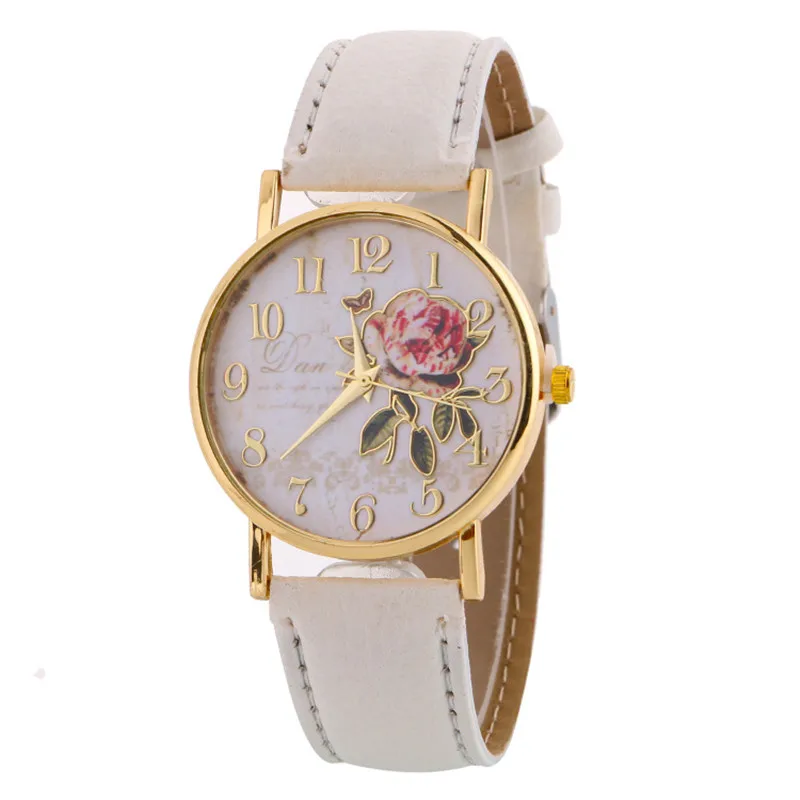 Часы женские orologio donna кожаные повседневные с рисунком розы | Наручные часы