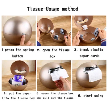 

New Tissue Box Holder Wall Mount Bathroom Kitchen Tissue Container Cute Round Globate Washroom Toilet Paper Box Two Installing W