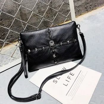 

Large capacity Womens wallets and purses Multi-functional handbag Shoulder bag New Fashion Skull Rivet wallet Purse mens wallet