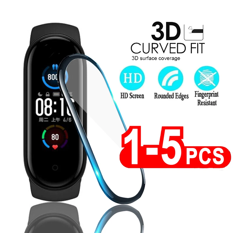 3D Защитное стекло для Xiaomi mi band 5 стеклянная пленка Mi band5 Smart Watch мягкая Защита