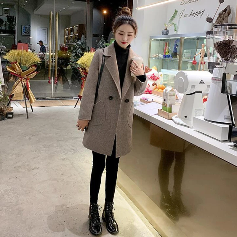 

Woolen coat women's mid-length 2020 new Korean version of the autumn and winter off-season short woolen coat