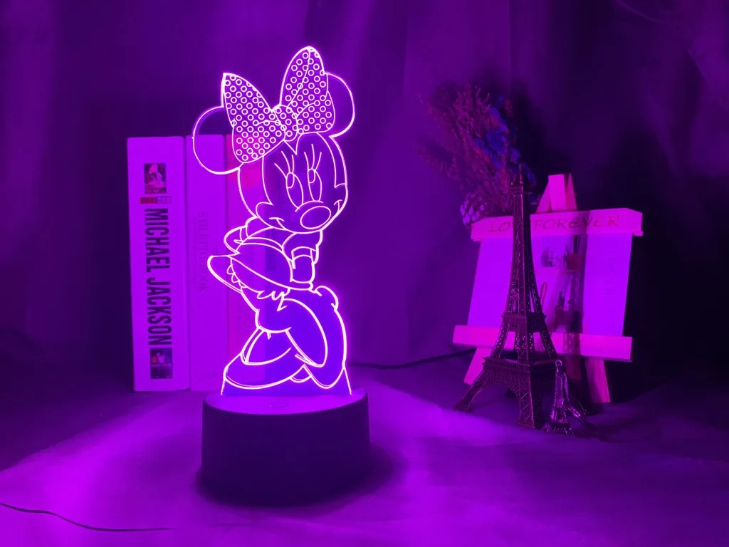 С милым рисунком Минни фигурка мыши светодиодный 3d ночной светильник сенсорный Сенсор красочные детей Спальня ночной Светильник прохладно настольная лампа 3d лампа для Рождественский подарок