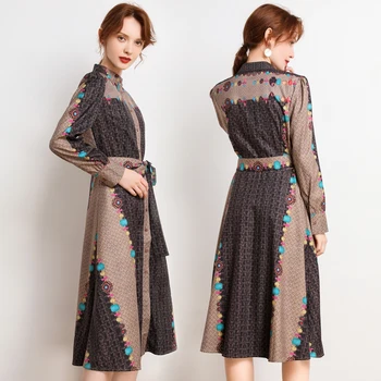 

Film - new Europe and the United States foreign trade women's long sleeve temperament with printed restoring ancient ways of cul