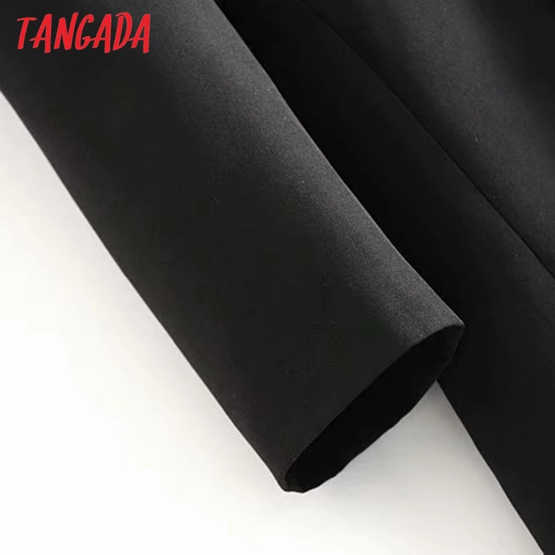 Tangada женское элегантное черное платье-блейзер с поясом с длинным рукавом Винтажный стиль женское офисное мини-платье vestidos 6P20