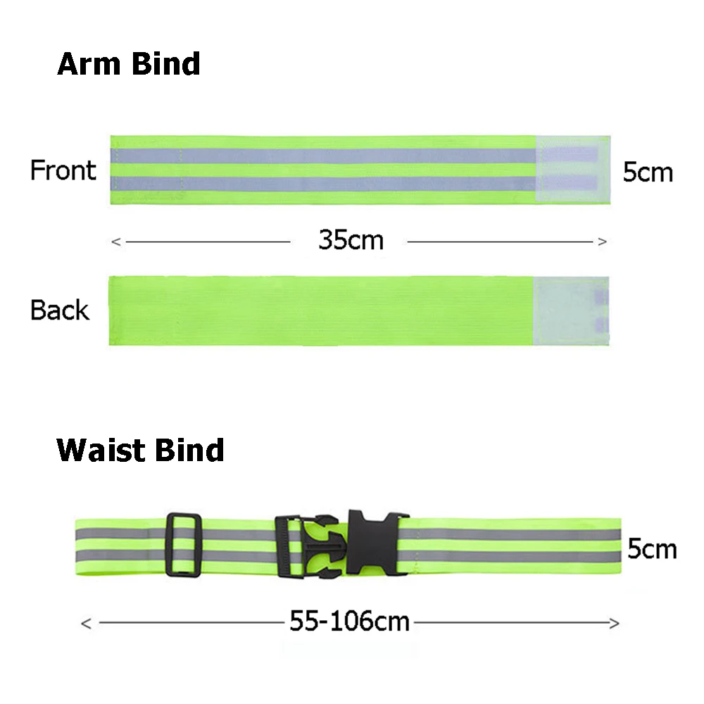 Cycling Running Reflective Strips High Visibility Bicycle Safety Bind Pants Armband Hand Leg Warning Reflective Tape BC0129 (7)