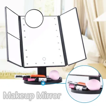 

3 Colors Light Touch Screen LED Makeup Mirror Table Desktop Vanity Magnifying Mirrors 3 Folding Adjustable Mirror Makeup Tools