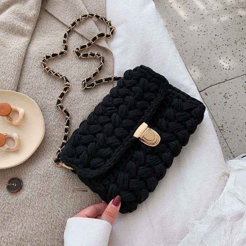 

Hot style fashion diy materials hand-woven bag retro small fragrant wind wool versatile small square bag
