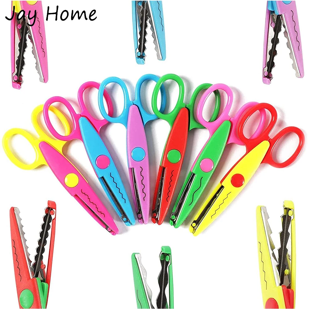 6Pcs Children Safe Pinking Shears Colorful Decorative Paper Lace Edge  Scissor Set for Teachers Crafts Scrapbooking Kids Design Daily necessities