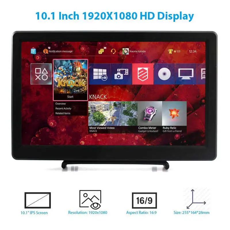 10,1 дюймов для Raspberry Pi разрешение 1920X1080P Hdmi Vga дисплей монитор Ips игровой экран со встроенными динамиками для Raspberry