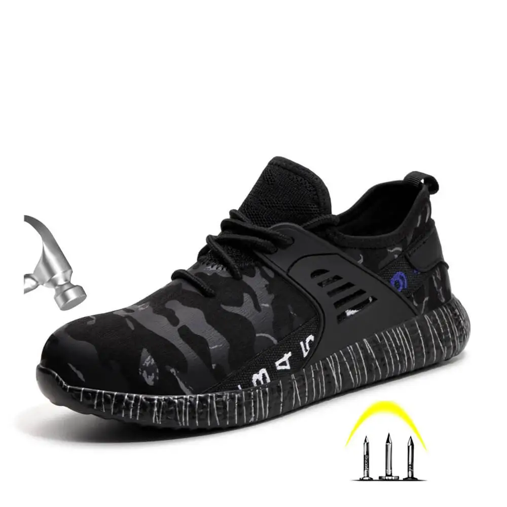 

New Men's Fashion Steel Toe Cap Anti Smashing Protective Safety Shoes Men Puncture Proof Work Shoes Boots Anti-slip
