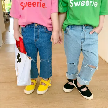 

3609 Boy's Denim Pants Spring Summer 2020 New Children's Jeans With Holes Trousers for Boys Girls 1-9year Kids Outfits