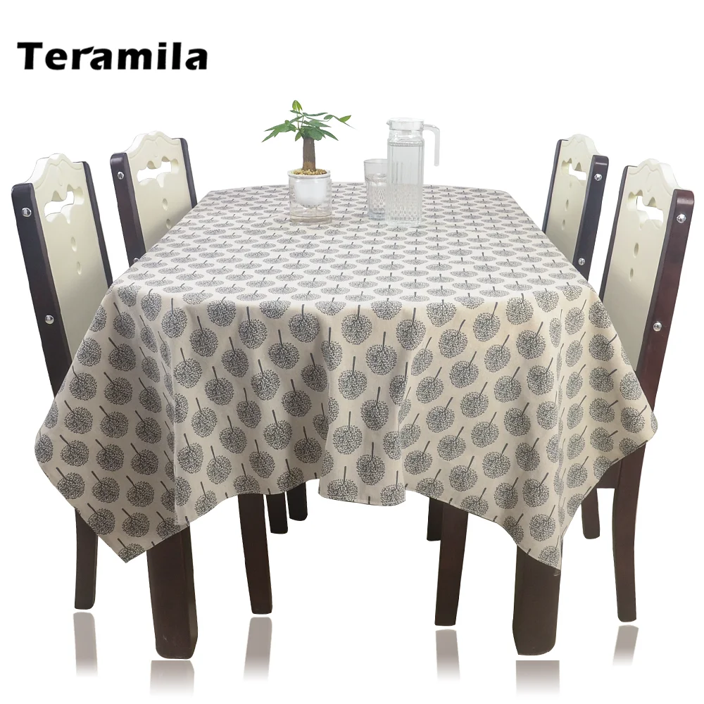 

Teramila Cotton Linen Rectangular Thick Table Cloth For Life Tree Dining Tea Tablecloth Cover Decoration Wedding Mantel Tapete