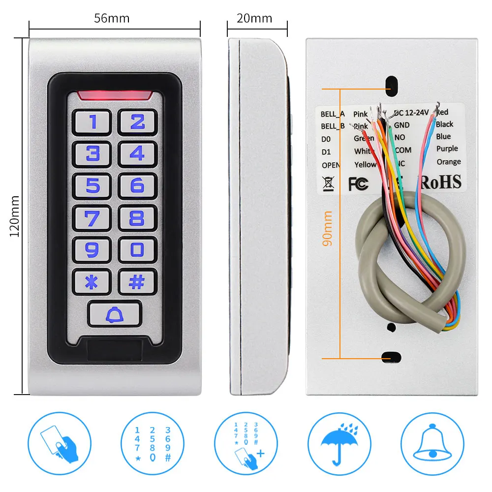 US $34.99 Outdoor Access Control System Kit Ip68 Waterproof Rfid Keypad Card Reader Power Supply 180kg Electric Magnetic Lock Strike