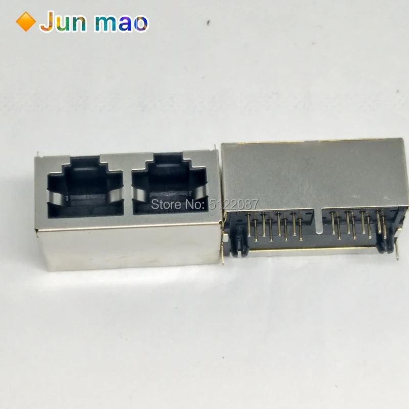 5 шт. 1*2 RJ45 металлический 16-контактный разъем для печатной платы под прямым углом