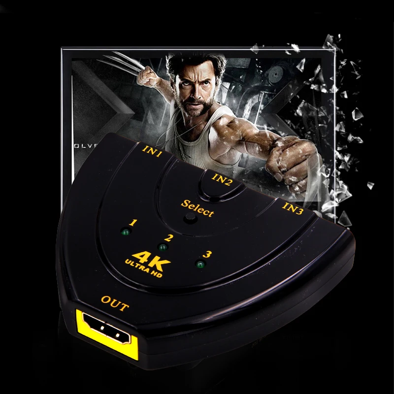 Мини разветвитель HDMI с 3 портами USB Кабель адаптер 1.4b 4K 1080P переключатель в 1 хаб