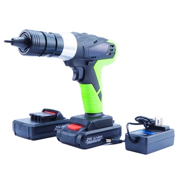 

21v portable cordless electric rivet gun rechargeable riveter battery riveting tool pull rivet nut tool 2 battery M4/M5 head