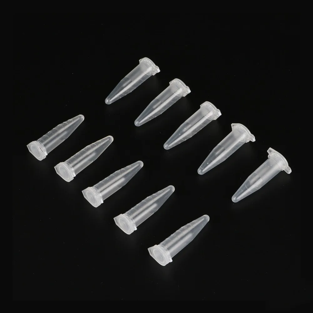 1.5ml Plastic Micro Test Tube Snap Cap Cone Bottom Centrifuge Tube Sample Vial Container School Laboratory Instrument 50Pcs