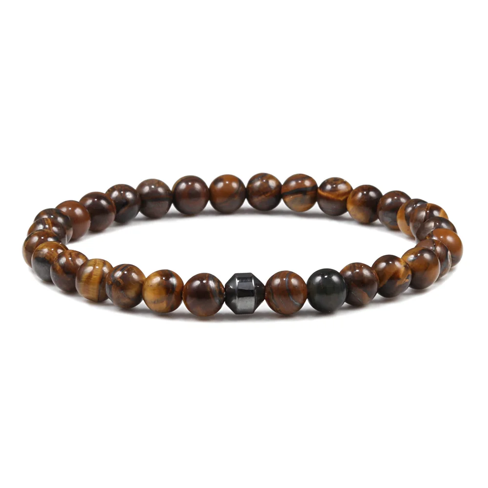 Tiger eye 2 Мужские классические модные цилиндрические гематитовые бусины браслет из натурального камня браслеты из малахитовых бус Homme Yoga Strand ювелирные изделия браслеты - Окраска металла: Tiger eye 2