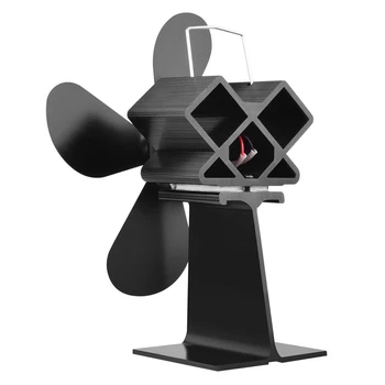 

Hot Black Stove Fan 4 Blade Fireplace Fan Heat Powered komin Wood Burner Eco Fan Friendly Quiet Home Efficient Heat Distribution