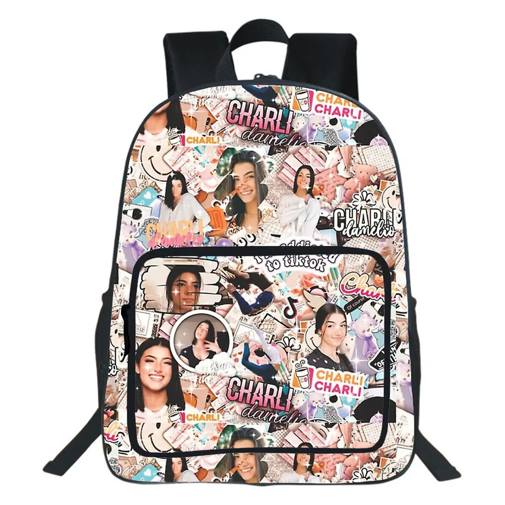 Charli Damelio Backpack Large capacity men women Backpacks Teen School Bag Cartoon Rucksack 3D Printing Bag Mochila