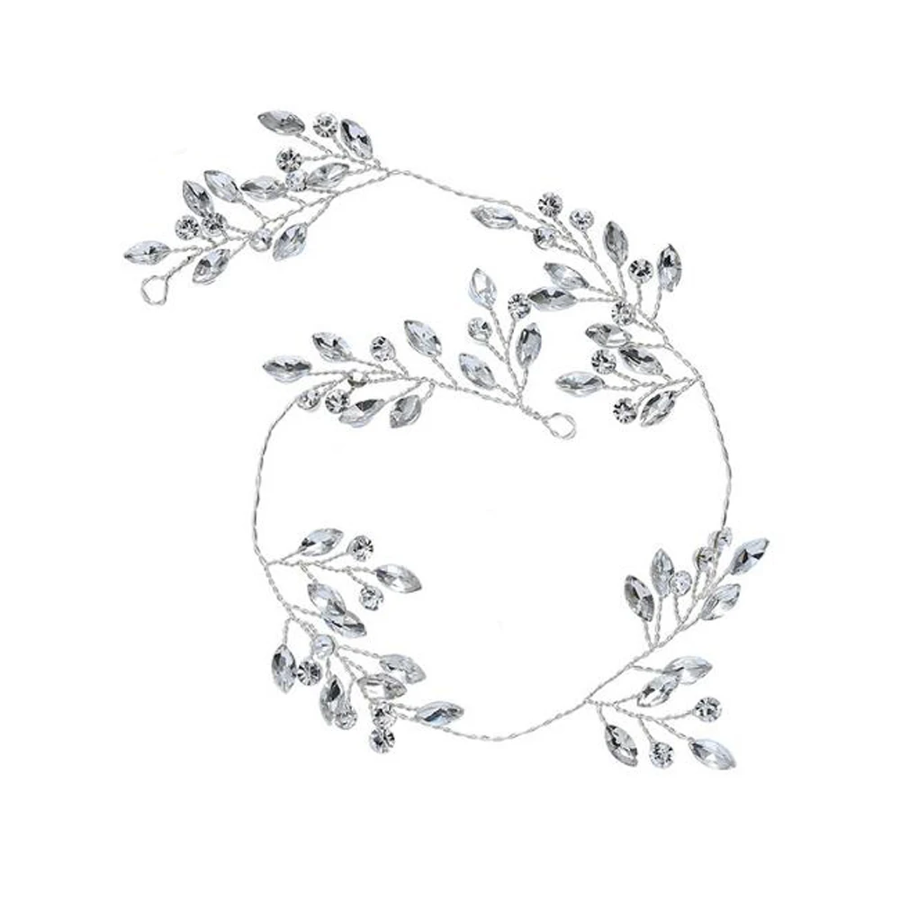 Bridal Silver Rhinestones Hair Vine Headband Wedding Head Jewelry Trendy Headpieces Prom Crystals Hair Accessories For Women