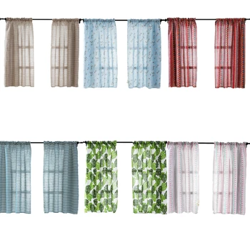 

Lychee Short Kitchen Curtains Lattice Printed Window Tulle Curtains Shade Curtains for Living Room